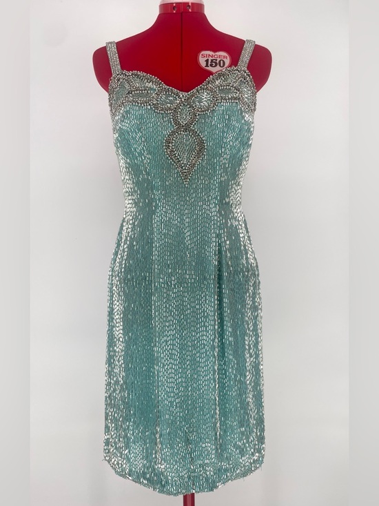 Sherri Hill Dresses & Skirts - Temptations Sherri Hill Aqua Blue Heavily Beaded Mini Cocktail / Pageant Dress
